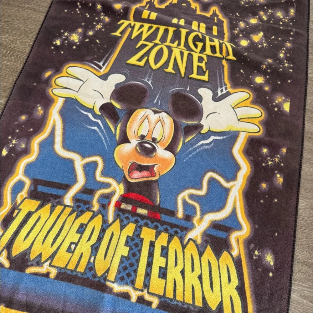 Vintage 90s Disney Mickey Mouse Twilight Zone Tower of Terror Beach Towel